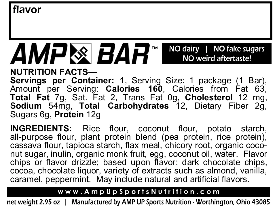 amp bar ingredients label