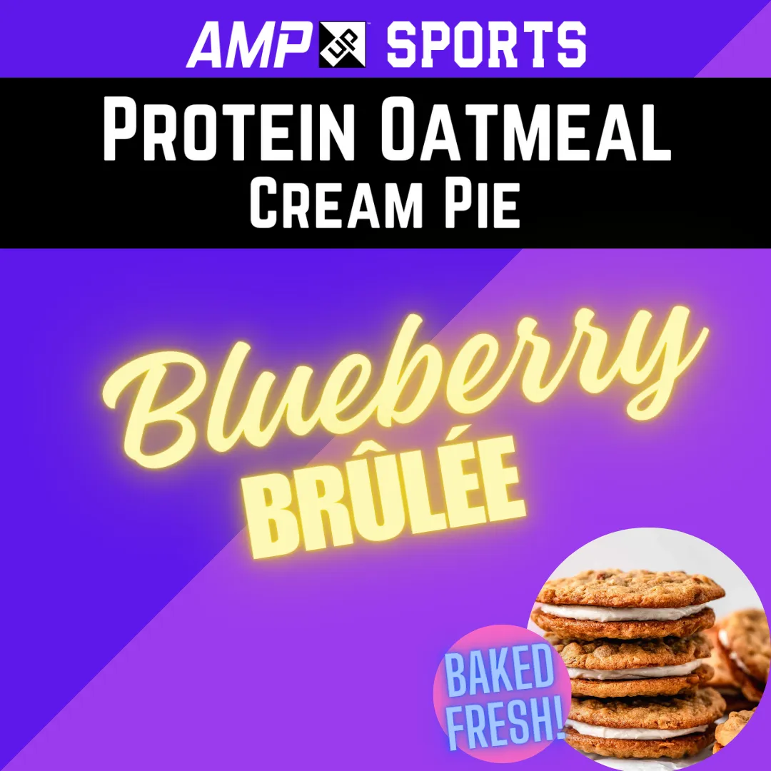 Cream Pie Slider AMP UP Protein Oatmeal Cream Pies - blueberry brûlée
