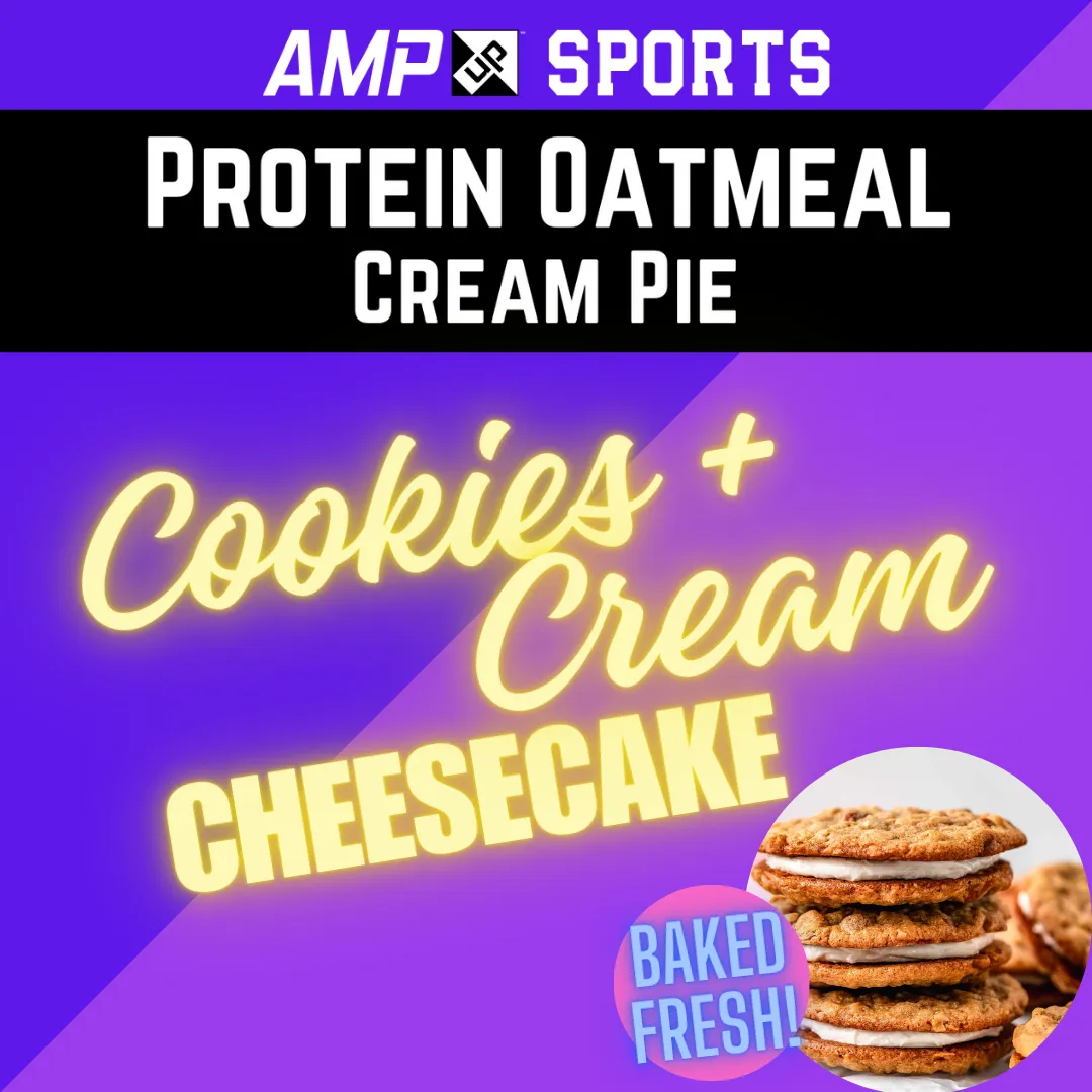 Cream Pie Slider AMP UP Protein Oatmeal Cream Pies - cookies + cream cheesecake