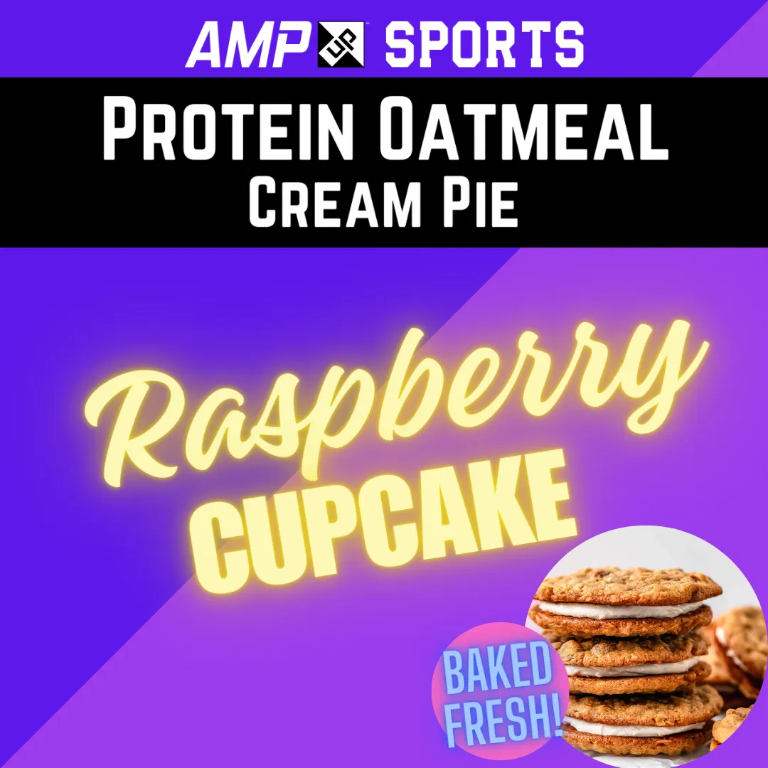 Cream Pie Slider AMP UP Protein Oatmeal Cream Pies - raspberry cupcake