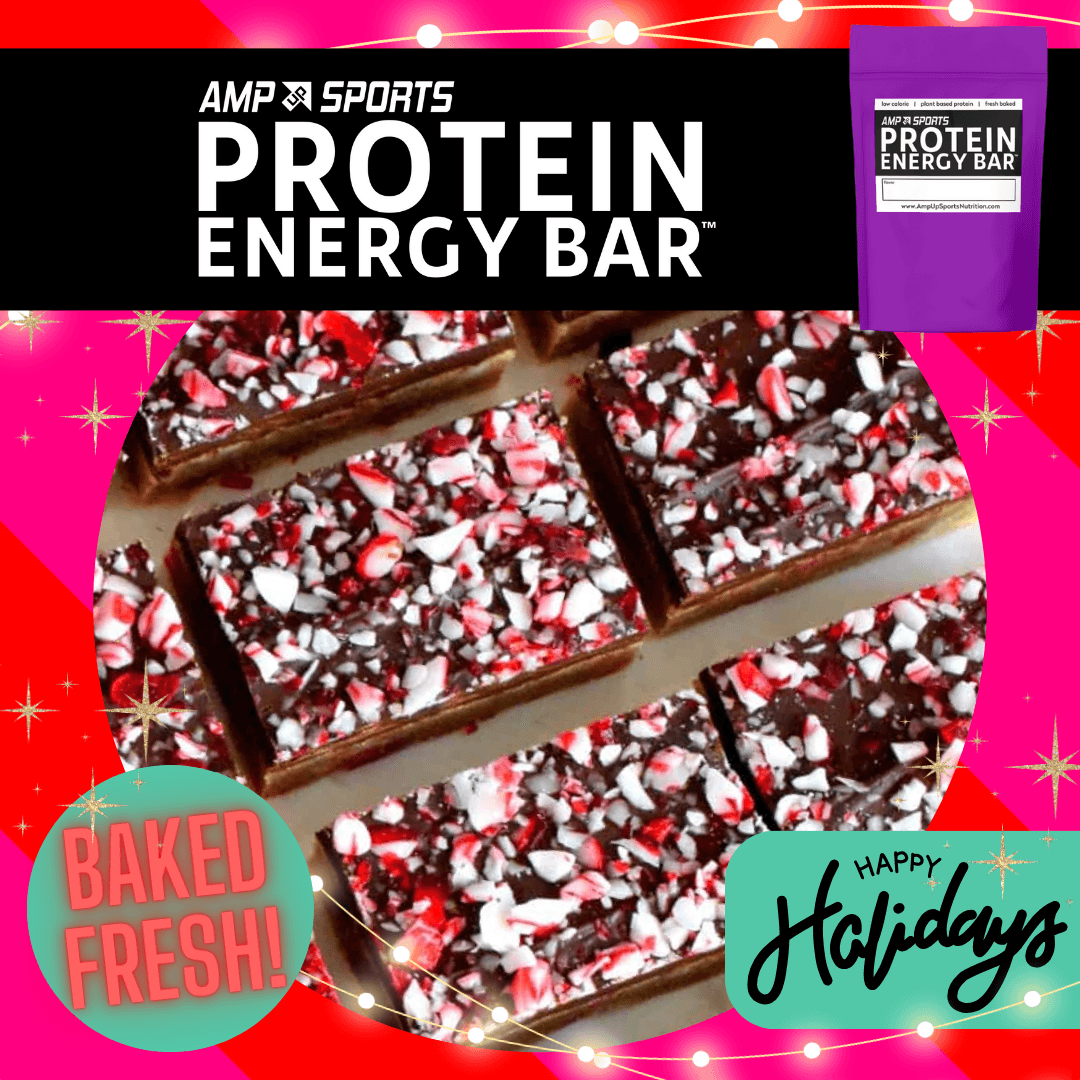 banner AMP UP Protein Energy Bar - HOLIDAY - Chocolate Candy Cane Crunch